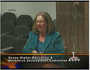 Joan Koerber-Walker presents to the House Higher Ed and Workforce Committee