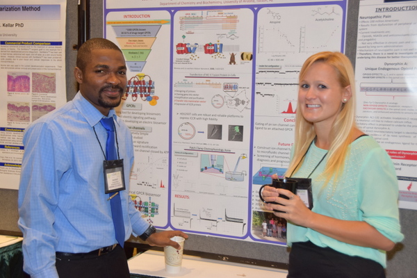 Students with scientific poster