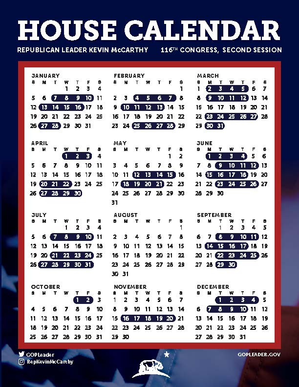 House Calendar 2025 Congress Logan Ayman